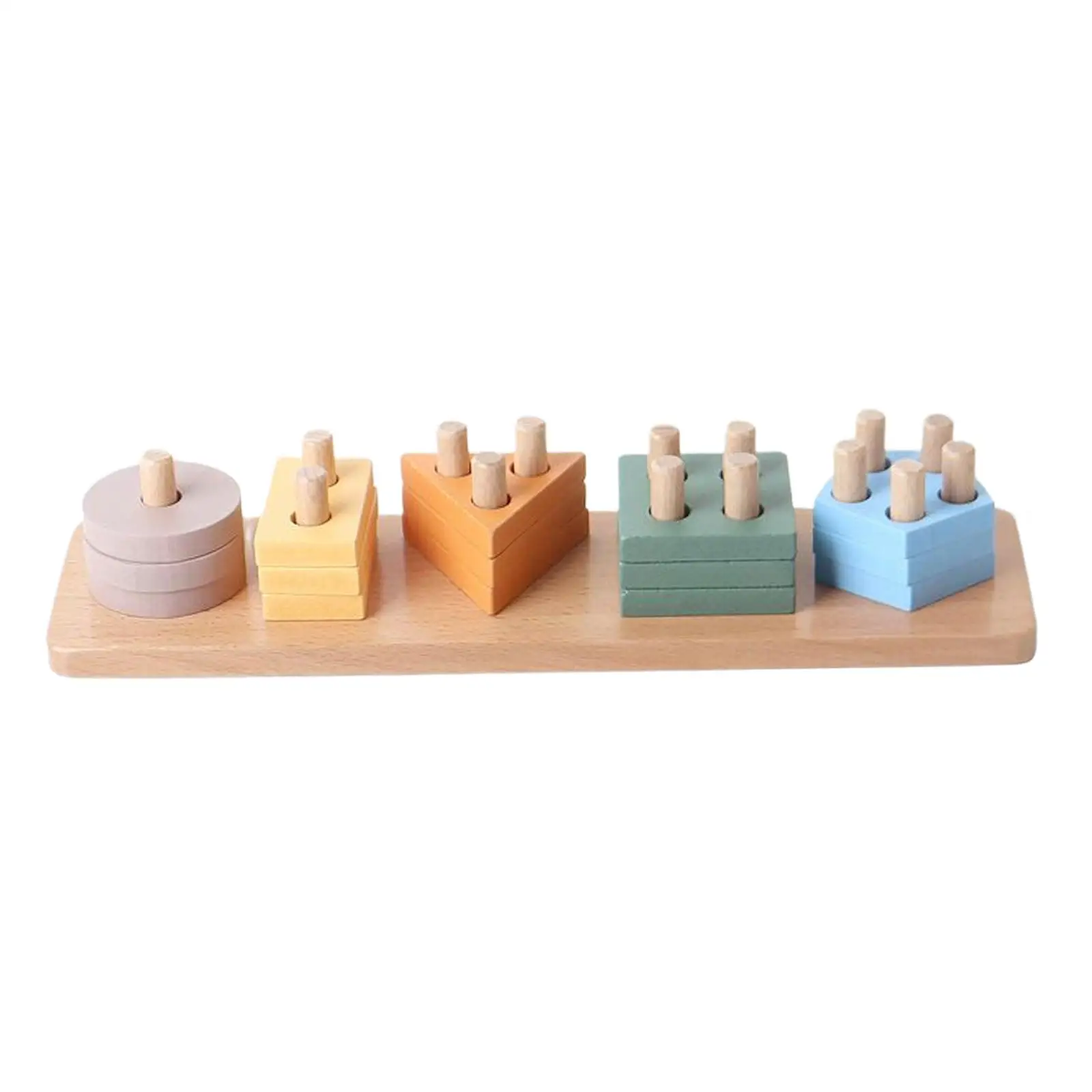 Shape Sorter Color Stacker Toy Learning Color Shape Block Wooden Sorting Stacking Toy