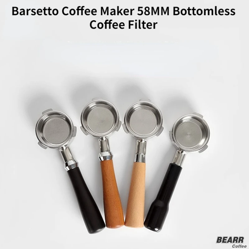 

Barsetto semi-automatic coffee maker bottomless handle stainless steel solid wood handle three-ear 58mm fittings