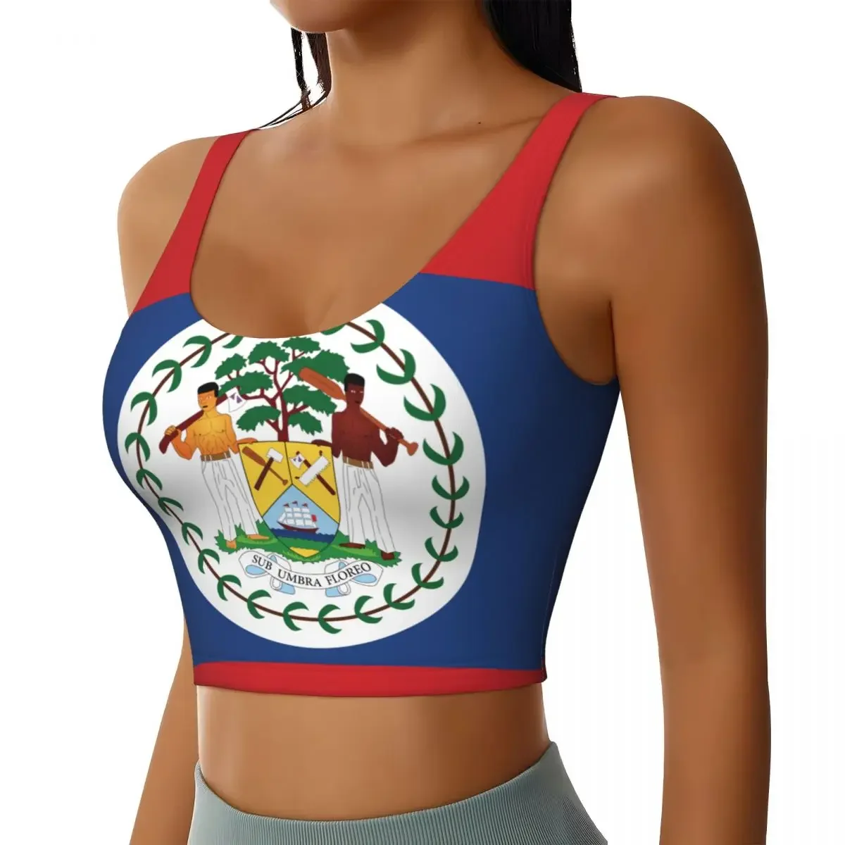

Yoga Vest Women Gym Sports Crop Tops Belize Flag Streetwear Workout Breathable Tank Top Female