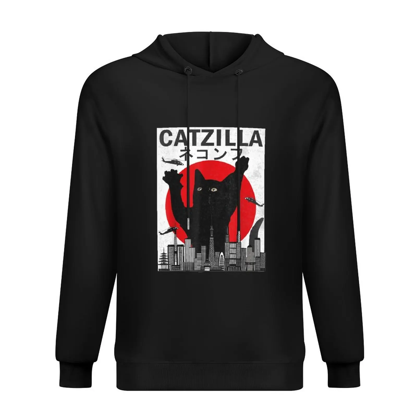 

Vintage Catzilla Japanese Sunset Style Cat Kitten Lover Hoodie anime clothes fashion men anime clothing big size hoodie