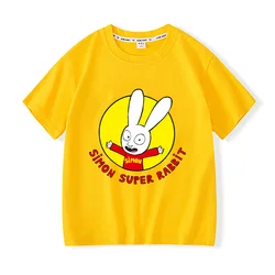 Simon Super Rabbit Tshirts Funny Children's Boys T-shirt Spring Summer Cotton Boys Girls Preschool Children Tops Cartoon Clothes