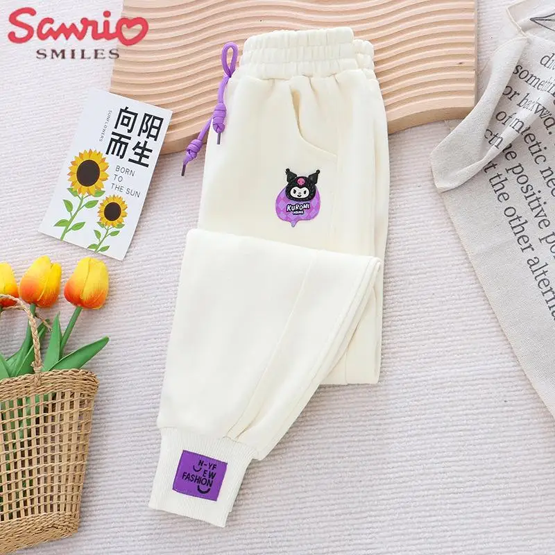 New Sanrio Sports Pants Children\'s Cartoon Kuromi Autumn Boys\' Fashion Students Casual Girls Cute High Waited Pants Outwear 2023