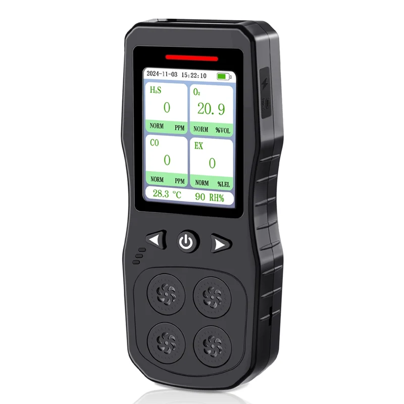 Детектор утечки газа ABFU со звуковой, световой и вибрационной сигнализацией, вилка стандарта США, монитор газа 4 в 1 для O2, CO, H2S, тестера горючего газа