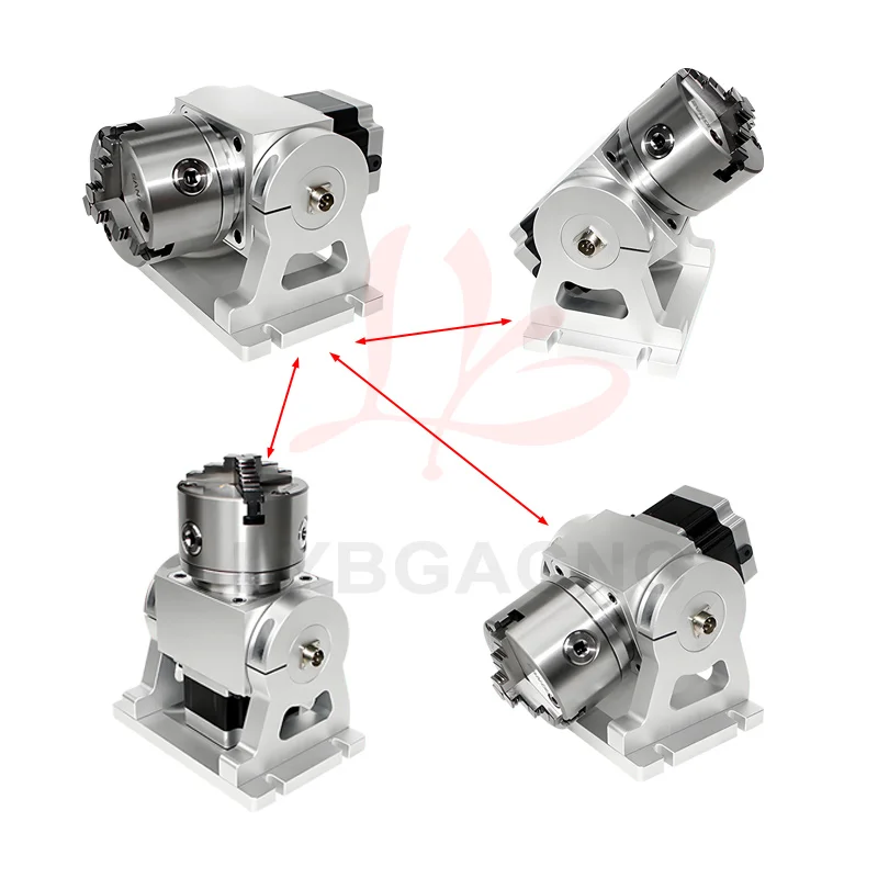 Adjustable Angle HT90-10-100A CNC Rotary A-axis Indexing Head With 100mm Chuck 3 jaws for Laser Marking CNC Engraving Machine