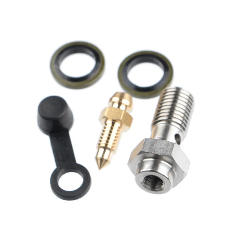 Motorcycle Brake Bleed Screw Banjo Bolt M10*1.25mm / 1.0mm Oil Nozzle  Throat Air Release Brake Caliper Cylinder Screw