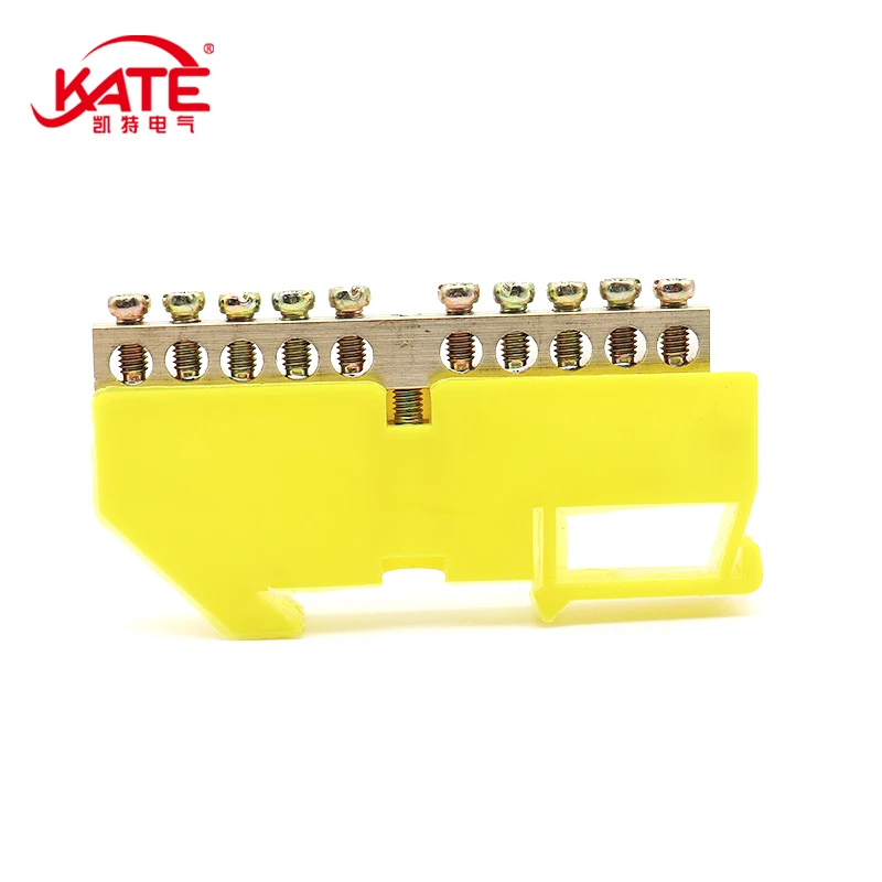 DIN Rail Terminal Block 6*9mm Ground Bar 6/8/10/12/14/16 Hole Power Distribution Box Neutral Terminal Block Electrical Connector