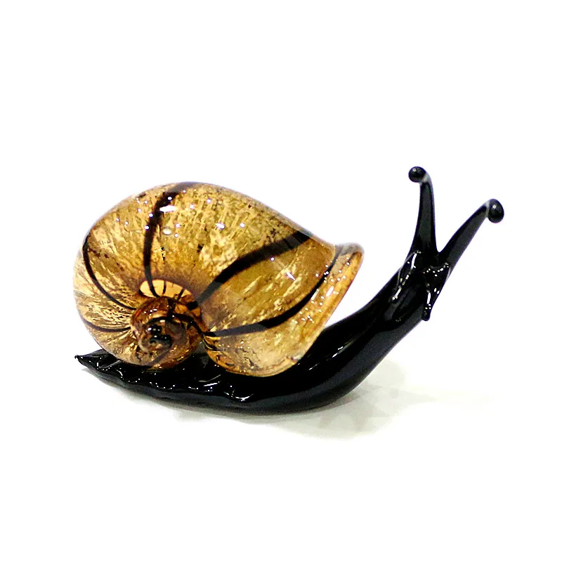Silver Foil Murano Glass Snail Miniature Figurines Cute Animal Collection Home Garden Decor Art Ornaments New Year Gift For Kids