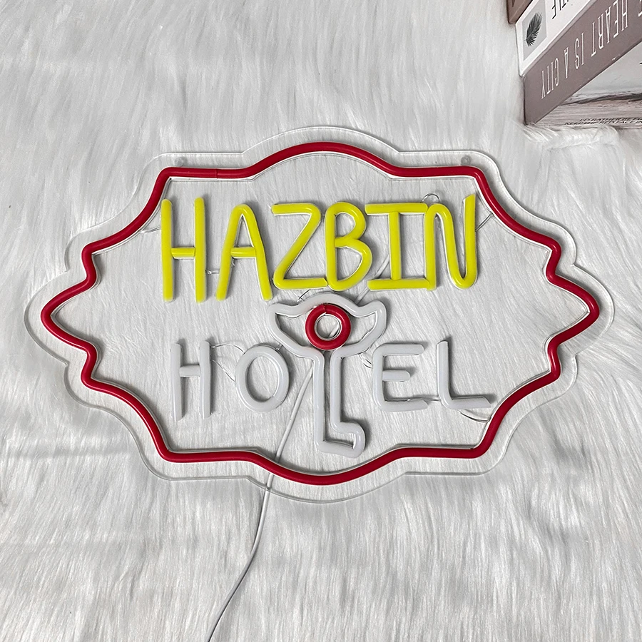 أضواء النيون لفندق Hazbin، علامات ضوء الفندق Haz Bin الرسوم المتحركة Led، ديكورات فنية في غرفة الألعاب والمقهى وغرفة النوم. #6