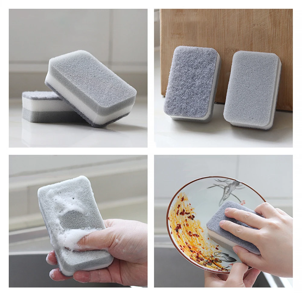 1/2/5pcs 주방 청소를위한 회색 흰색 식기 세척 스폰지 11x7x3.5cm 두꺼운 고밀도 식기 세척 스폰지 가정용 청소기