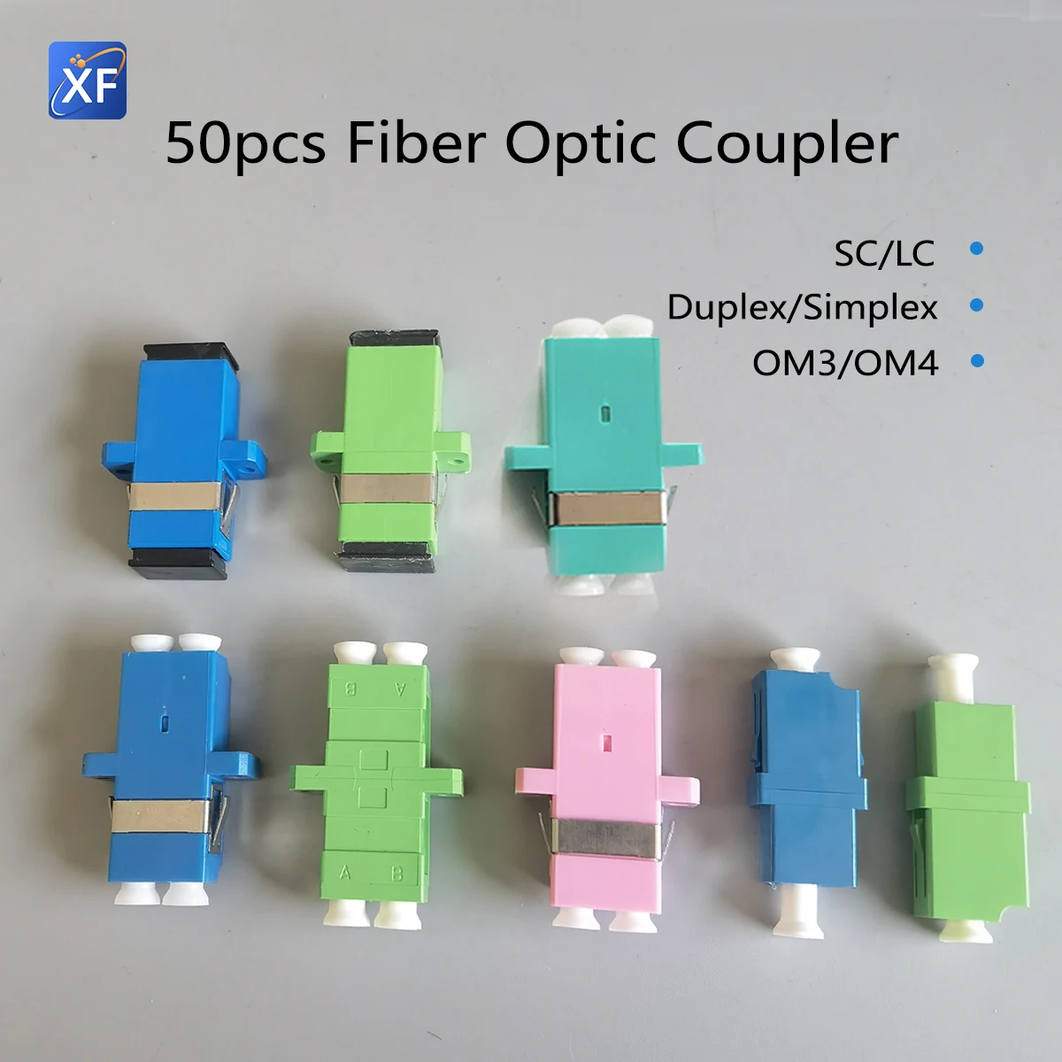 

50pcs/100pcs OM3/OM4 LC/SC Fiber Optic Adapter Coupler Duplex/Simplex Flange Connector & Network Patch Panels