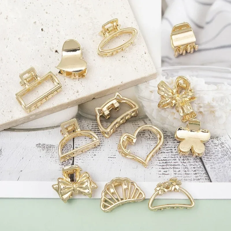 Women Small Geometric Metal Hair Clip Claw Clamps Hair Crab Moon Shape Hair Clip Claws Solid Color Accessories Hairpin