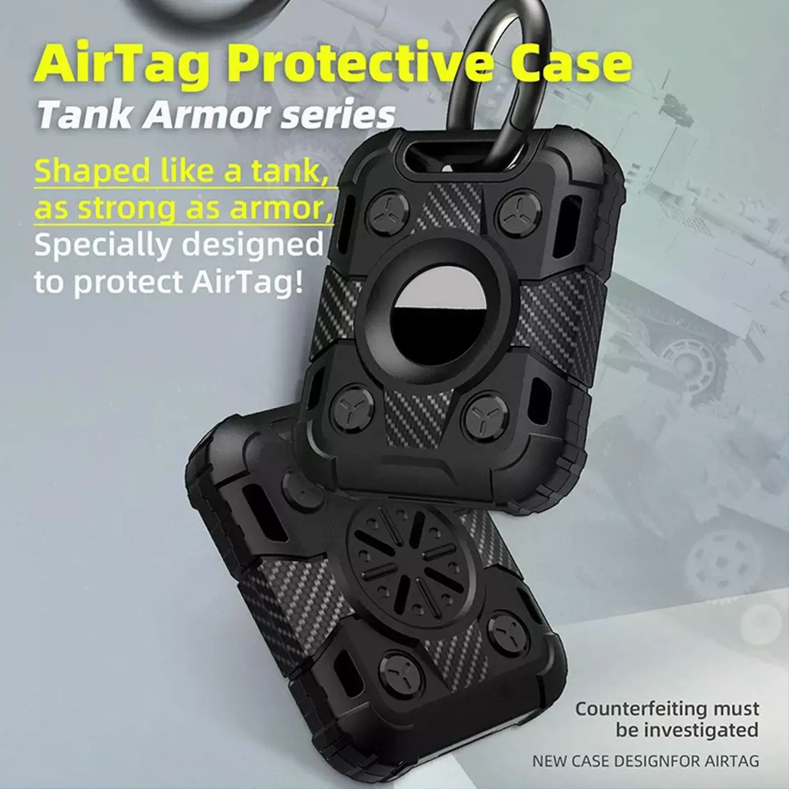 For Apple Armor Protector Key Chain Protective Case Anti-loss Tracker Air Tag Three Proofing Case Key Holder TPU Device