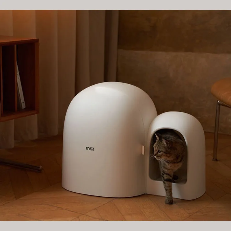 صندوق فضلات القطط من ماشو مغلق بالكامل، صندوق فضلات القطط كبير الحجم، مرحاض قطط صغير وكبير، نمط الممر، مقاوم للرائحة والرذاذ #2