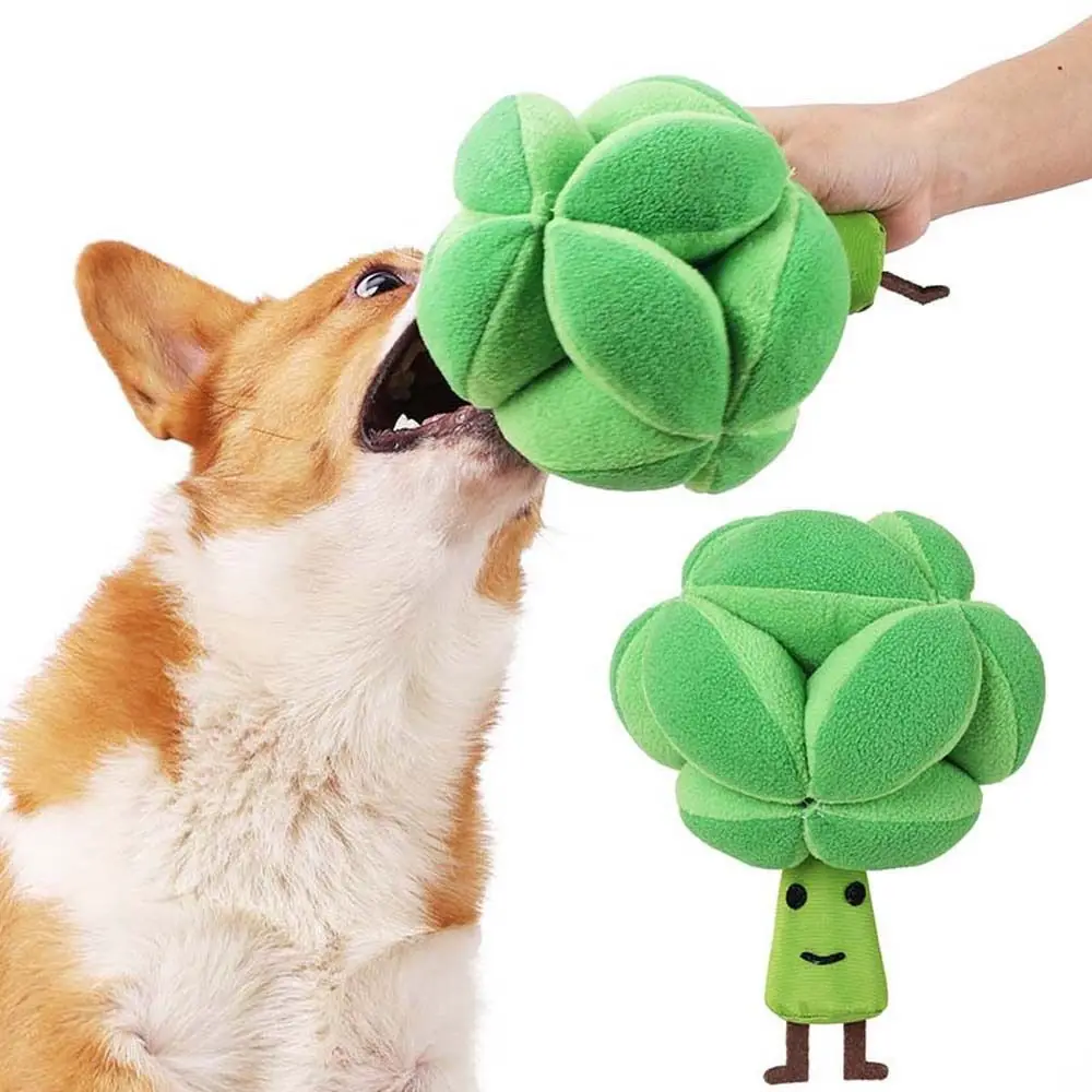 Dumbbel Broccoli Shape Slow Feeder Toys Portable Snuffle Mat Hiding Food Squeaky Toy Indoor Play Small Large Pet Interactive Toy