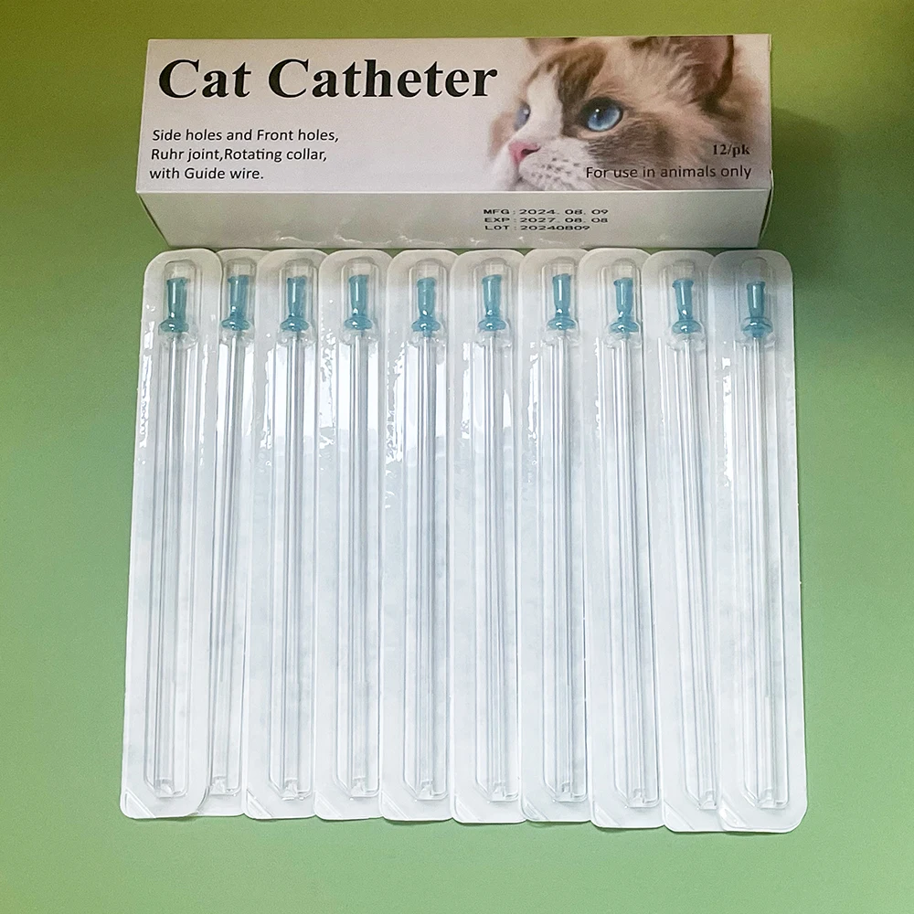 

12PCS/Box Pet Feline Cat Urinary Catheter Urethral Obstruction Flushing End Open End Close Without Stylet Probe Clear Blockage