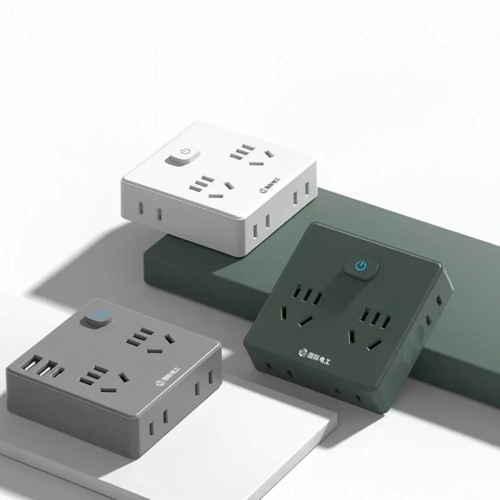 Cube Extension Socket Adapter Multi Plug Wall Charger With Usb And Type C Output For Device Charging Convenience