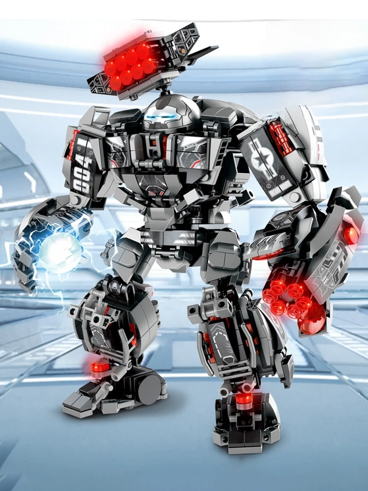 600+ elementów Zestawy Klocków Superbohaterów Iron Man Zabawki Model Robota Klocki Figurki Akcji Marvel Prezenty Świąteczne Zabawki do Samodzielnego Montażu DIY (823Pcs with 2 figure) — Zdjęcie 2 z 2