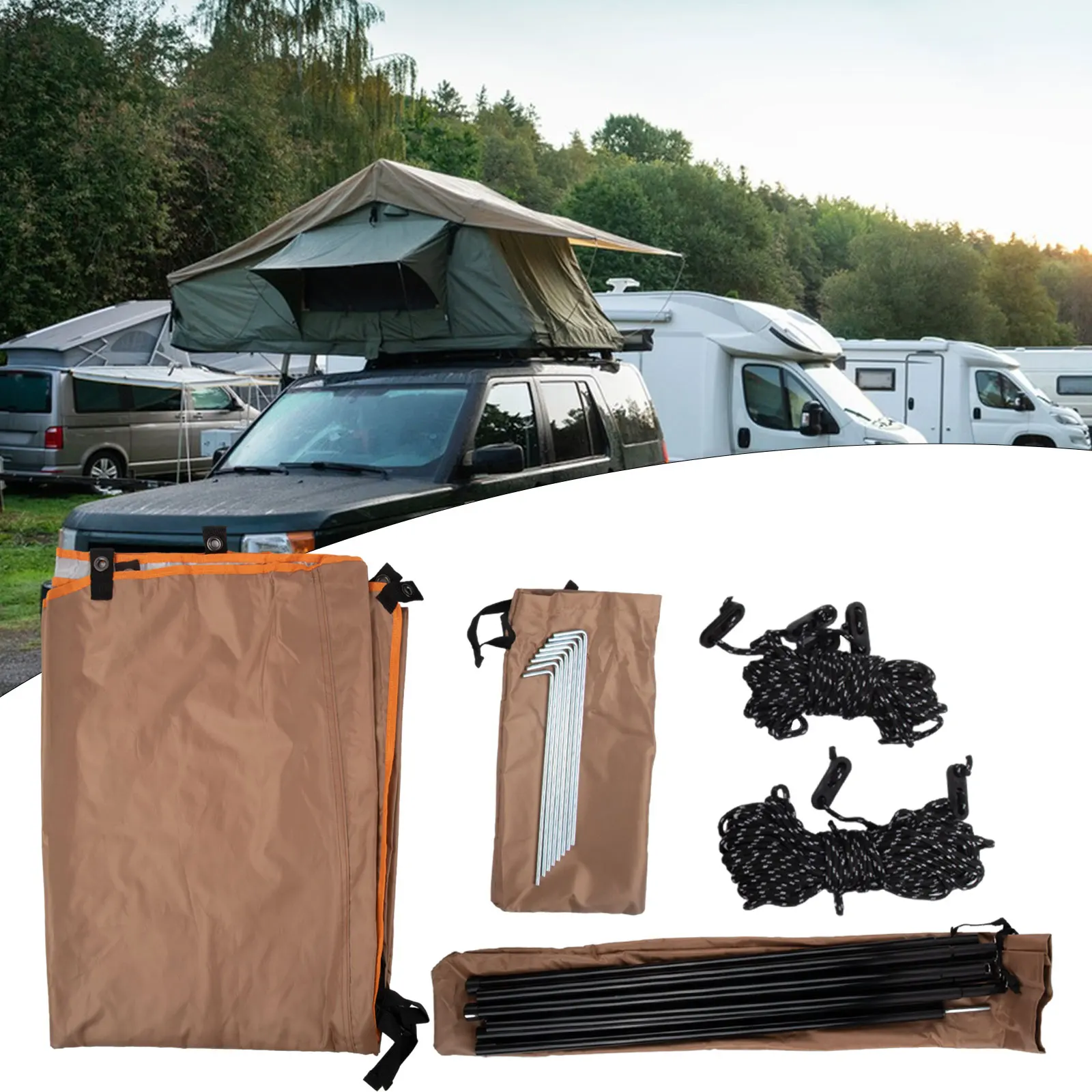 Sunshade ​Sun Canopy Awning Outdoor Fire Retardant For Transporters Khaki For Motorhome Van Campervan For Overnight Stopovers