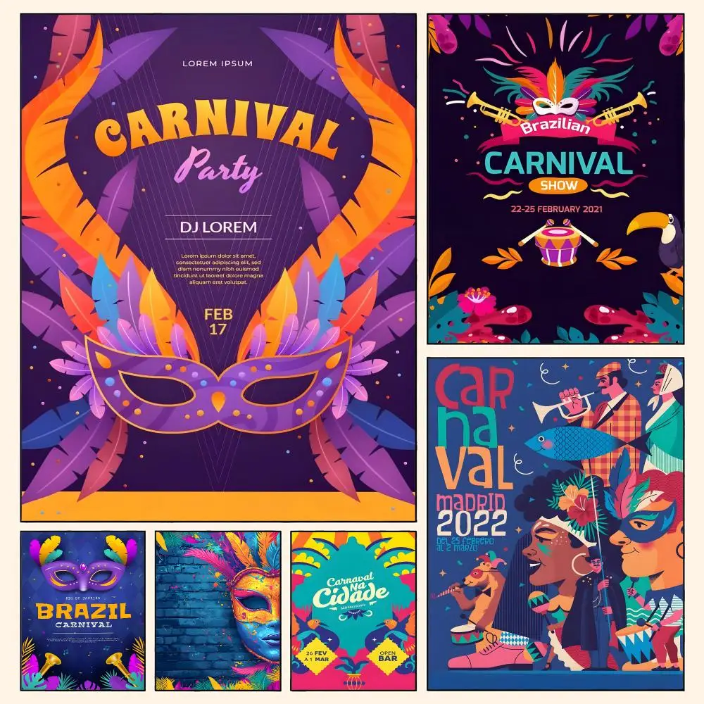 Brazil Carnivals Poster Waterproof HD Modern Peel And Stick Wall Decor Living Room Dorm Garage