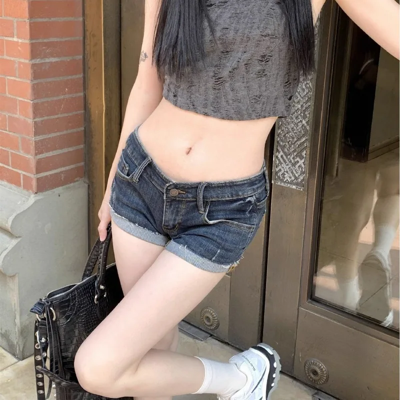 

Однотонные джинсовые шорты женские с низкой талией короткие сексуальные модные универсальные летние шорты в американском стиле ретро на молнии на одной пуговице тонкие Hotsweet уютные