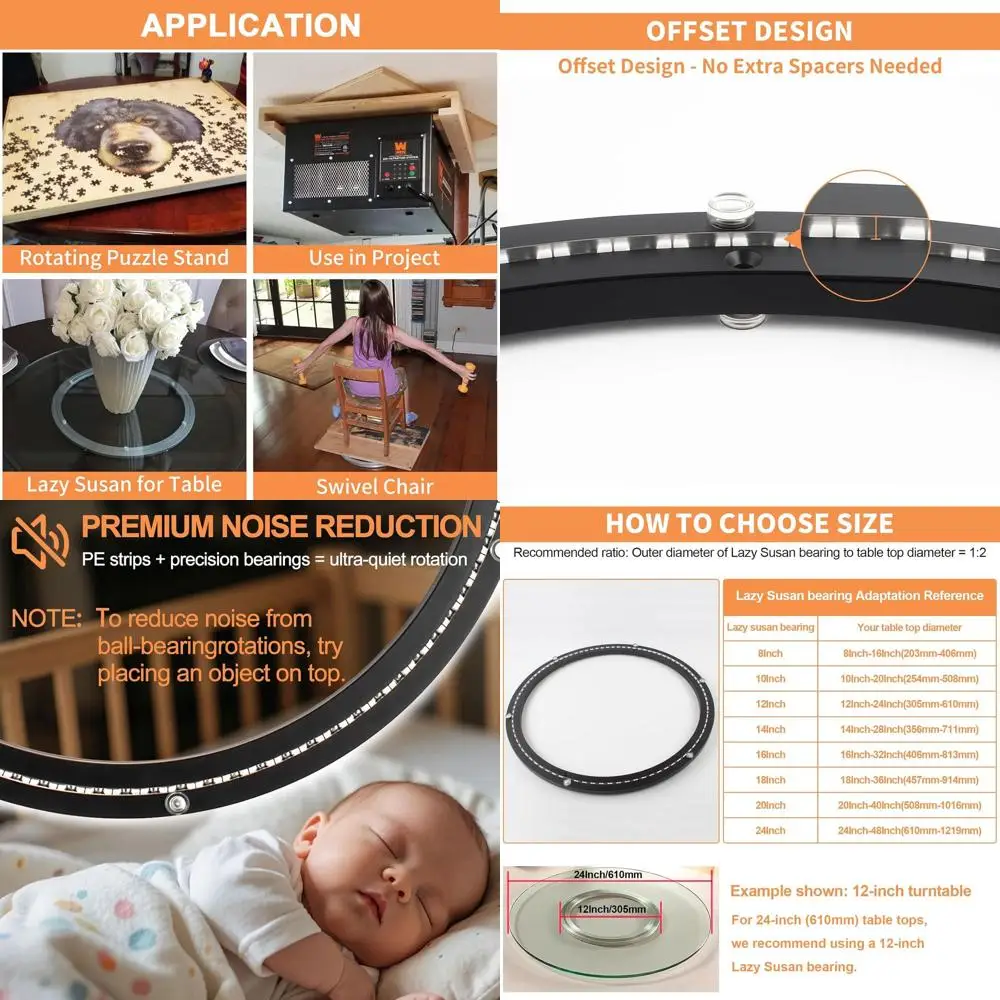 

Сверхмощный 20 Lazy Susan с грузоподъемностью 450 фунтов, бесшумное основание подшипника для обеденных столов, черный своими руками