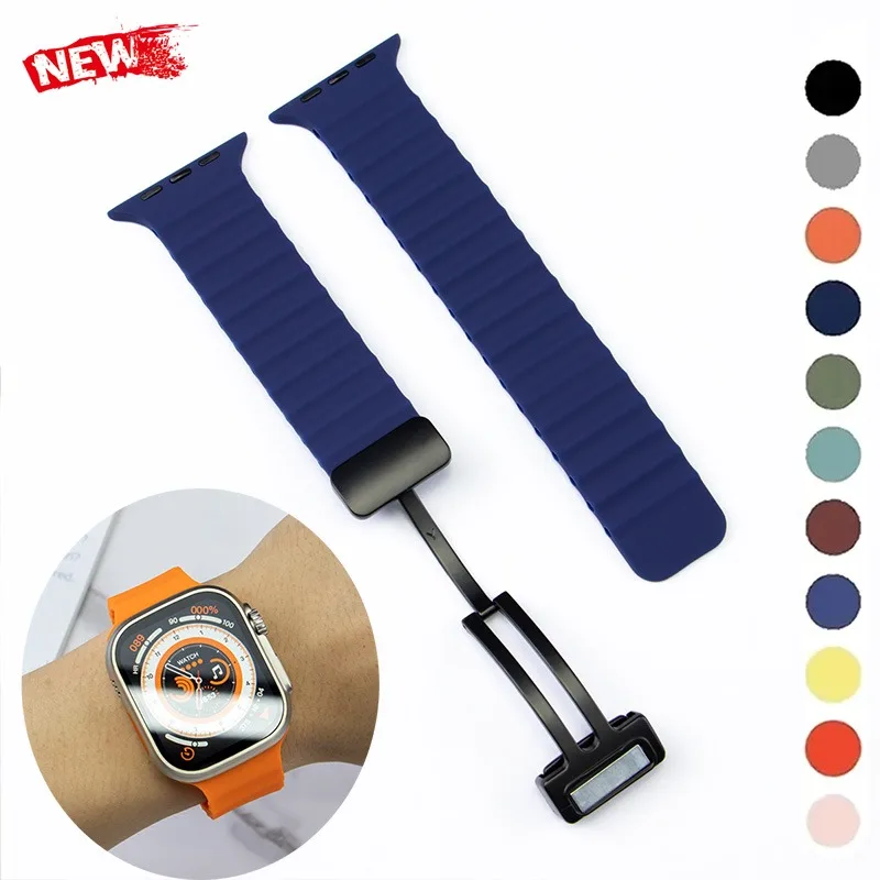 Magnetisches Schnallenarmband für Apple Watch Band Ultra 3 49 mm 46 44 40 41 38 42 mm Silikonarmband IWatch Serie 11 10 9 8 7 6 3 5 Se