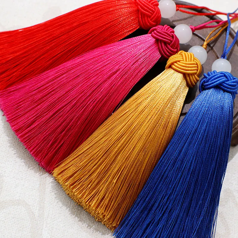 2-10Pcs 9cm Silky Tassels Handmade Soft Tassel Jade Bead Tassels with Pineapple Cap For DIY Craft Jewelry Bookmarks Fringe Trim