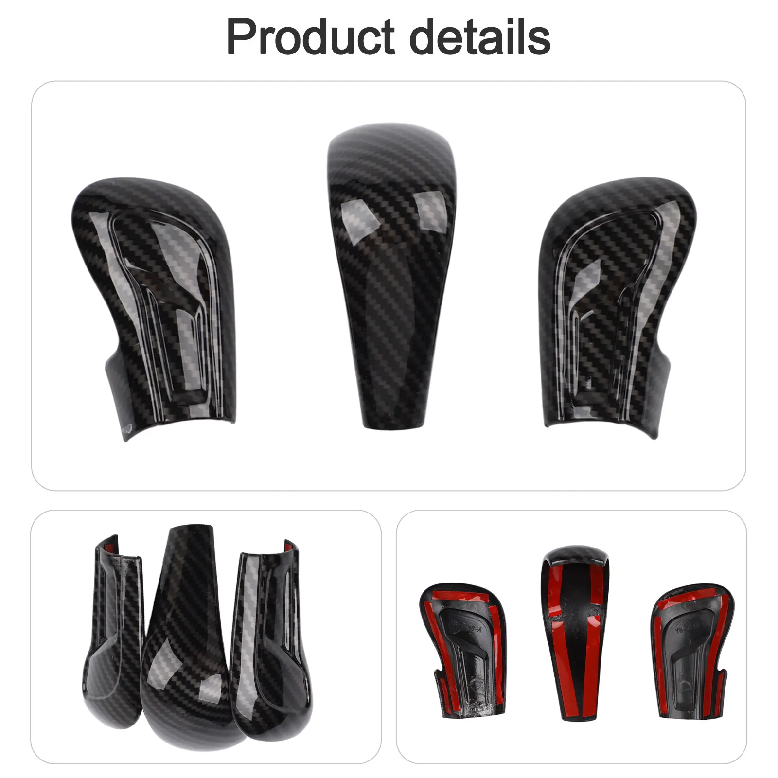 Gear Knob Cover Carbon Fiber Knob ABS Material Scratch Resistant Peel-and-stick Backing As Shown In The Figure
