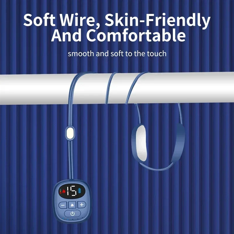 電気ペンダント 15 レベル Ems ネックレスマッサージャー電気パルス 4 レベル加熱ダブルパルス筋肉痛のための温湿布