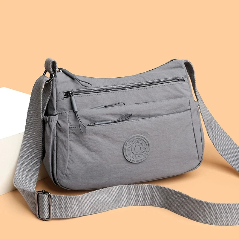Bolso Bandolera Casual Multicapa para Mujer, Color Sólido, Multibolsillos, Versátil para Viajes, Compras, Regalo para el Día de la Madre