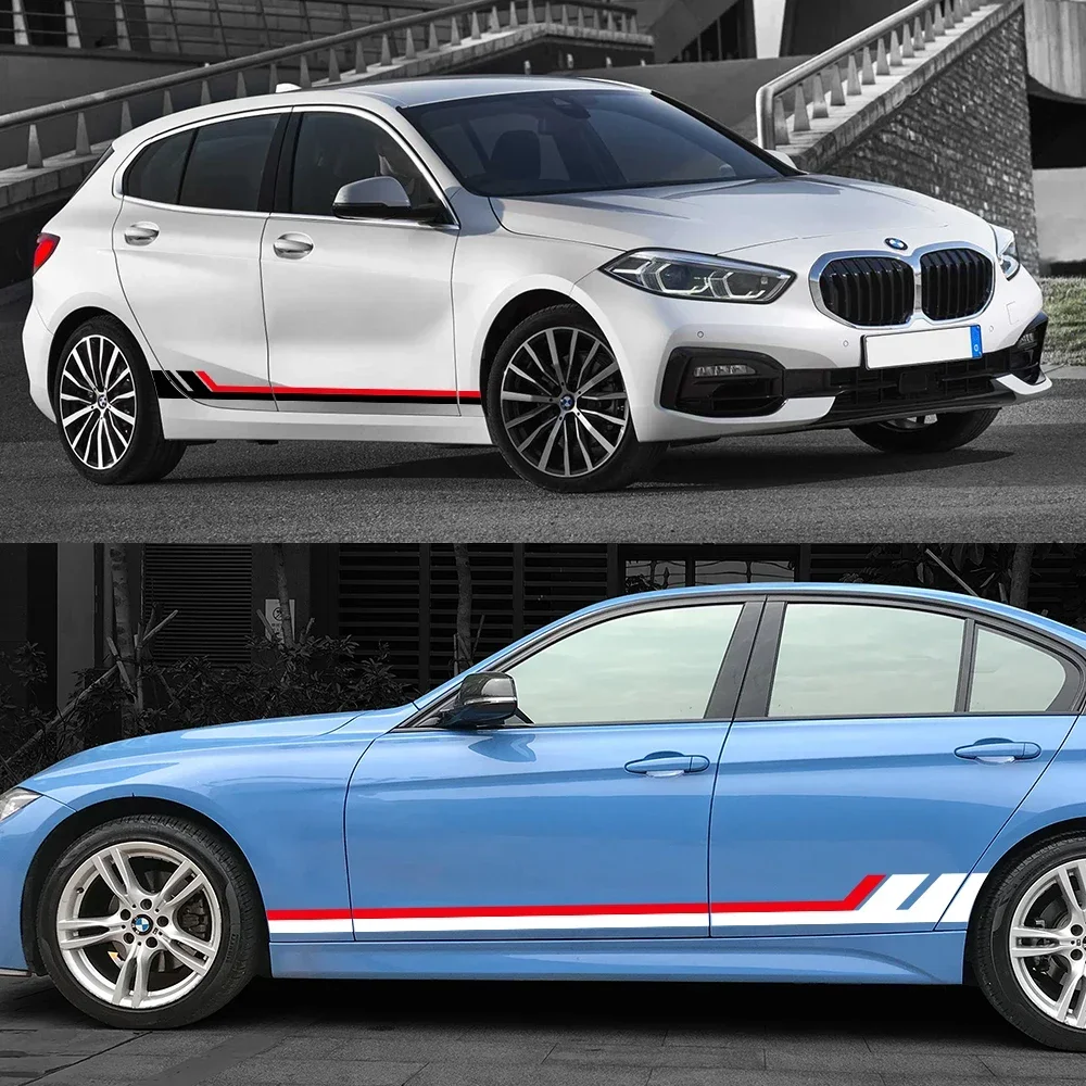 

Универсальные 2 шт., наклейки на пороги боковой юбки автомобиля, виниловые наклейки на кузов, автоаксессуары для BMW 1 серии E81 E87 E82 E88 F20 F21