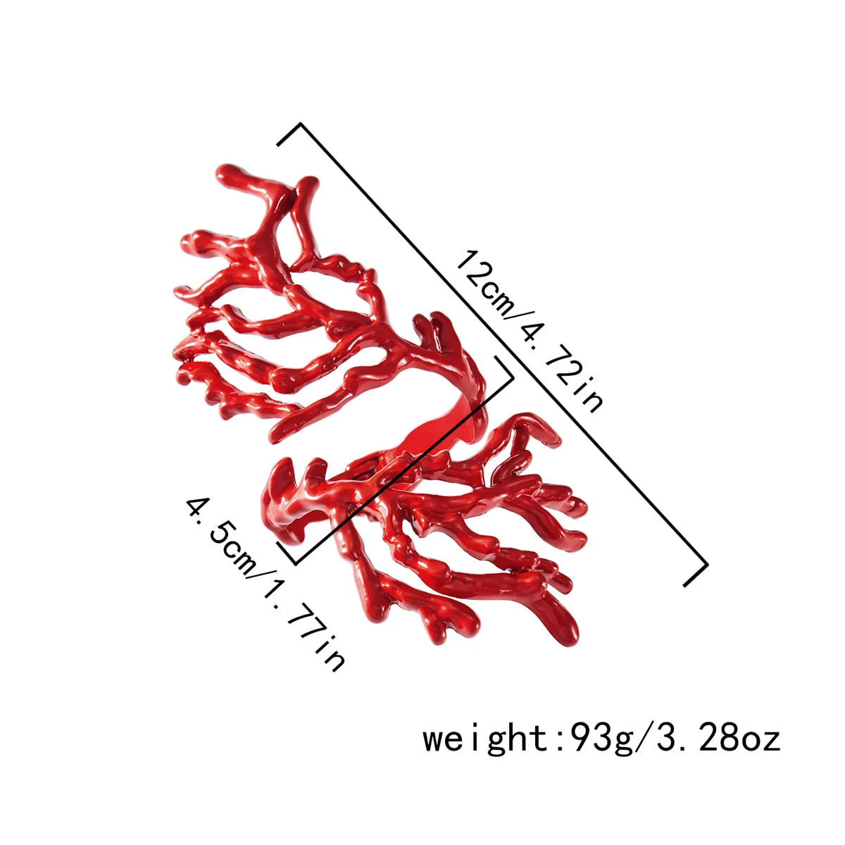 اللون الأحمر مبالغ فيه المعادن المرجان على شكل خواتم مفتوحة للنساء الصيف غير النظامية هندسية خاتم مجوهرات بسيطة #3