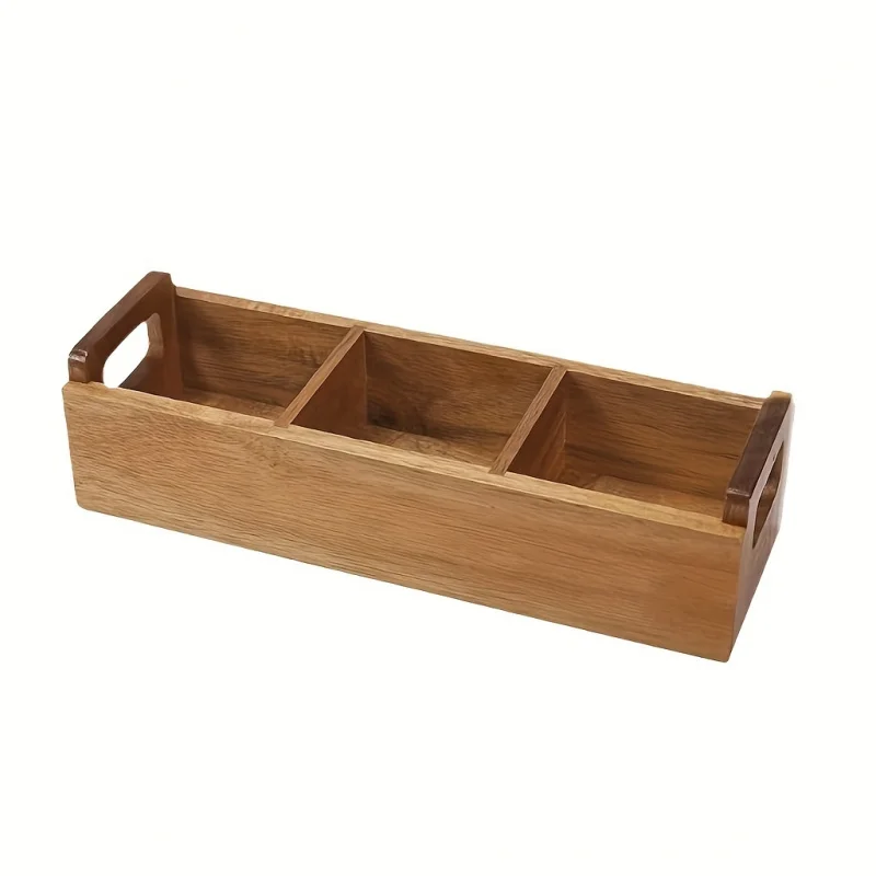 

Vintage Wooden Desktop Organizer - Window View Design for Coffee, Tea & Beverage Bag Storage - Open-Top Wood Container