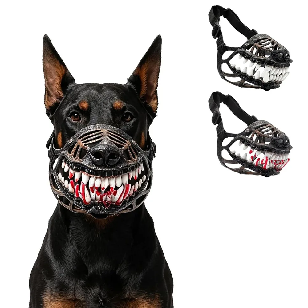 Halloween Hell Hound Monster Muzzle Scary Natural Latex Dog Costume Muzzle For Halloween Party Cosplay，Pet Lifelike Teeth Mask