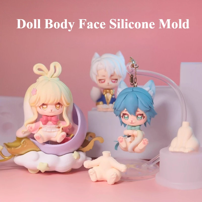 Super Light Clay Q-version Cartoon Doll Cute Animal Body and Face Silicone Mold DIY Animated Character Body Contour-making Tools