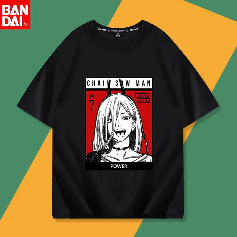 

Футболка Chainsaw Man Power Blood Fiend с манга-принтом, черная, оверсайз, уличная одежда, аниме-графика, лето 2026, для мужчин и женщин