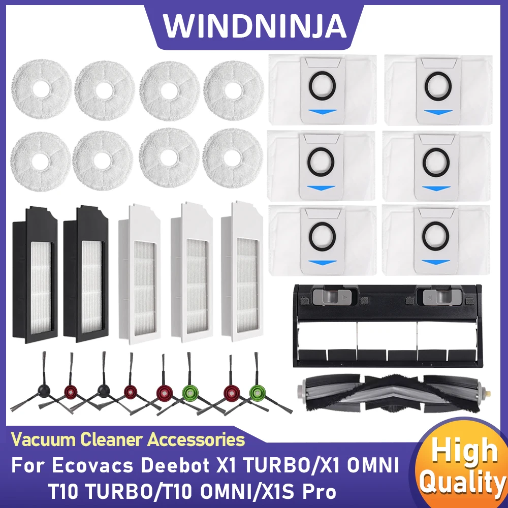 Für Ecovacs Deebot T10 TURBO/OMNI/X1 TURBO/OMNI/X1S PRO Staubsauger Wischtuch Staubbeutel Filter Haupt- und Seitenbürste Abdeckung Ersatzteile