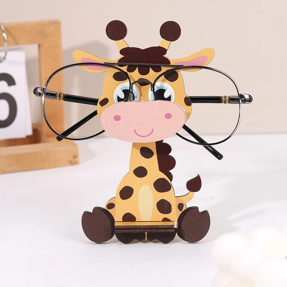 Cartoon Giraffe Glasses Display Stand Cute Animal Glasses Frame Sunglasses Display Stand Hand Carved Home Wooden Decoration 3D
