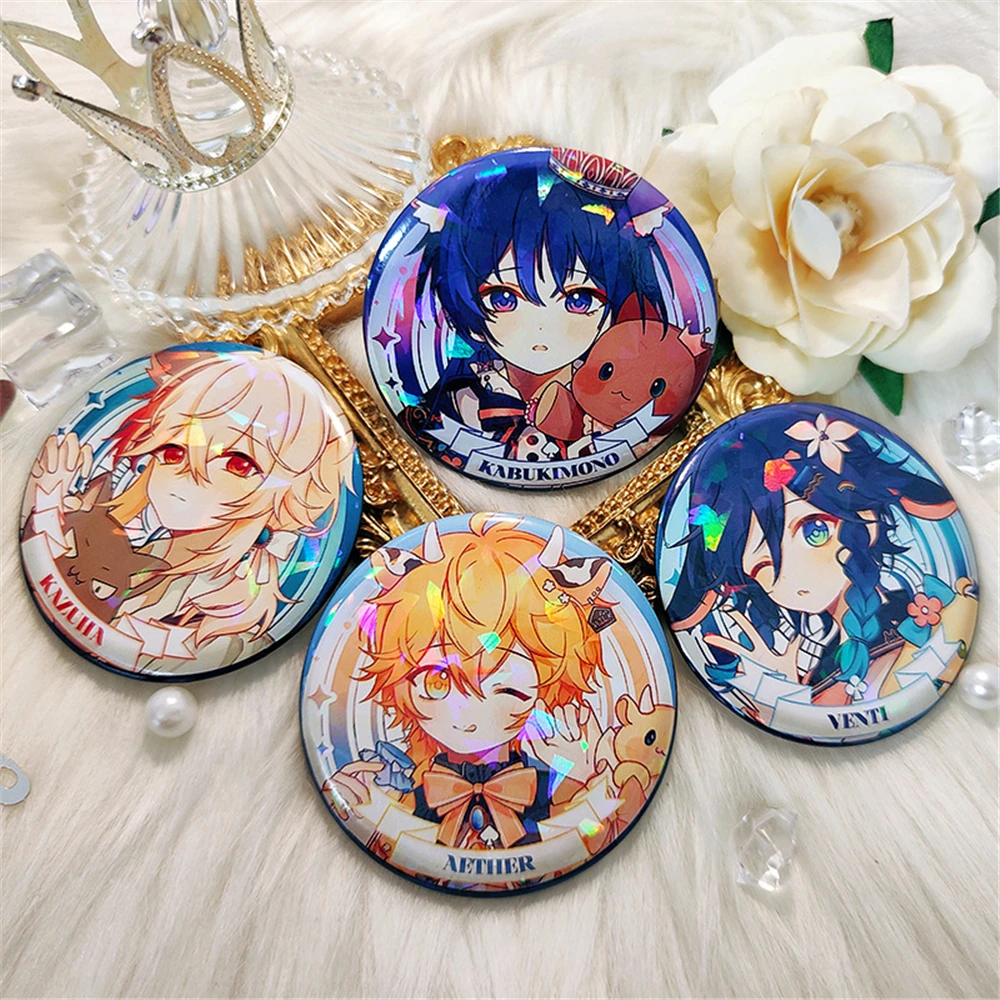 Game Genshin Impact Raiden Shogun Yae Miko Balladeer Zhongli Hutao Mona Cosplay Badge Pin SPTE Tinplate Brooch Accessories