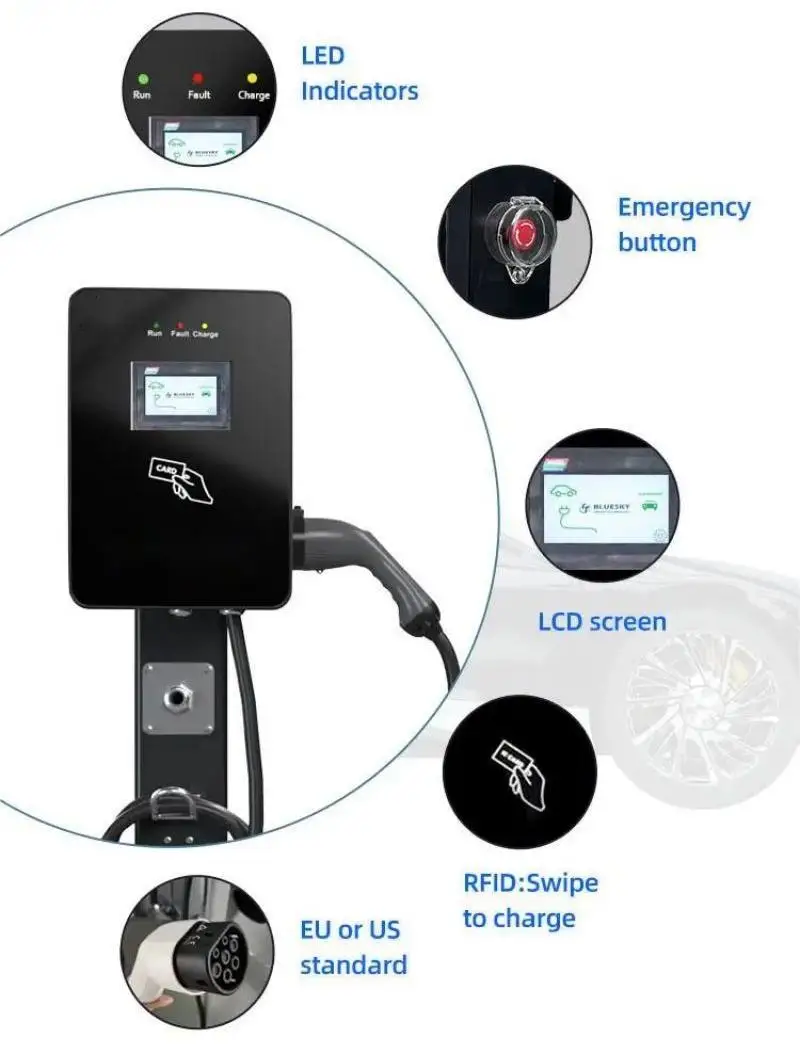 電気自動車充電ステーション,22kW,3相,タイプ2,家庭用