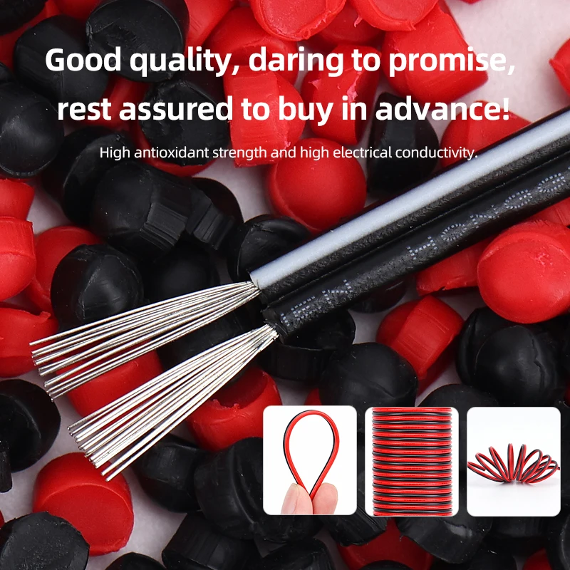 Flat Cable Fio Paralelo, Fios LED Strip, Branco e Preto, UL2468, 22AWG, 2Pin, 3Pin, 4Pin