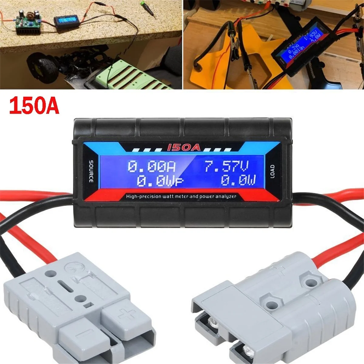 150A LCD Digital Amp Watt Meter Power Analyser Solar Caravan Meter for Anderson Plug Tool Car Accessories