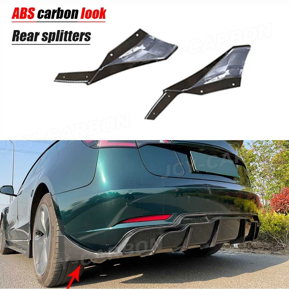 

For Tesla Model 3 Rear Bumper Diffuser Trims Flaps Apron Canards Gloss Black Rear Bumper Lip Splitters