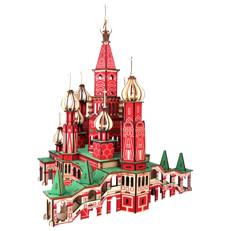 

3D Puzzles Petersburg Church Wooden Model Russia Cathedral Building Kits DIY Toys For Children Kids Teen Jigsaw Creative Gifts