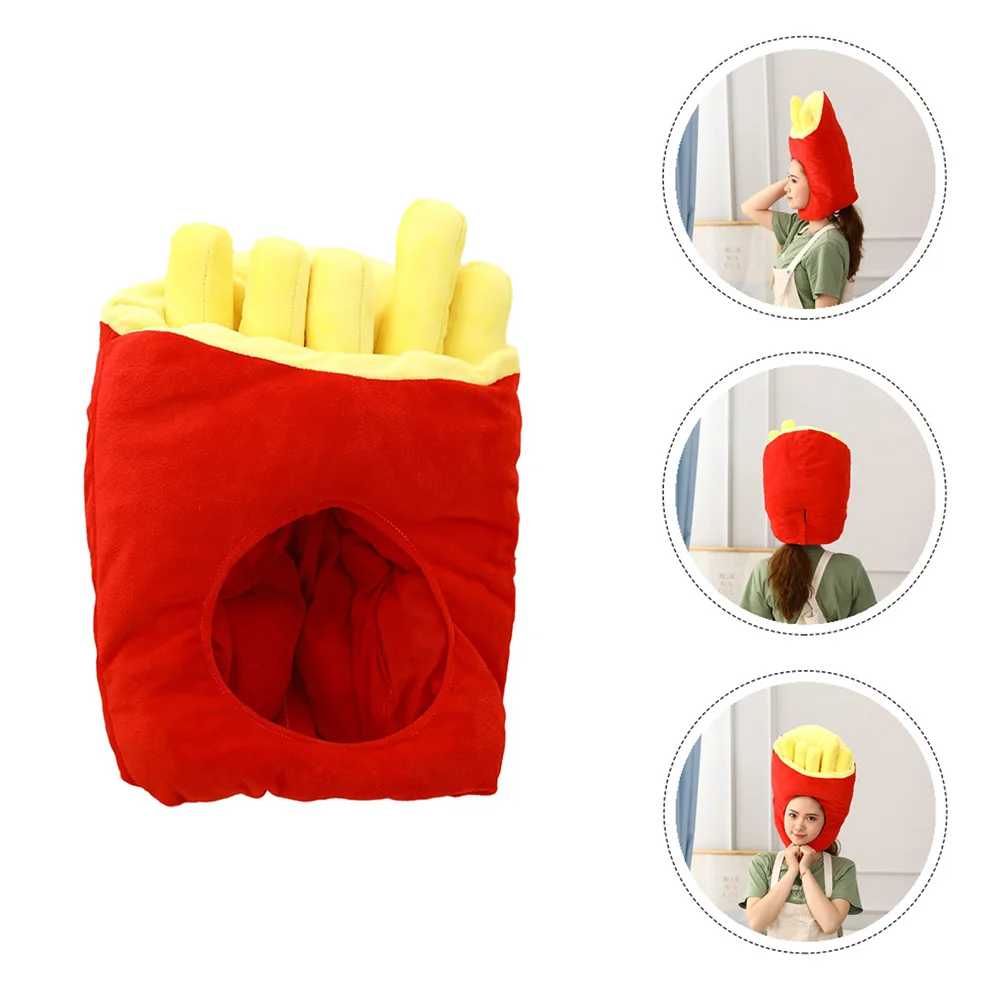 

French Fries Headgear Hat Party Photo Prop Red Costume Accessory For Festival Prank Cosplay Wearable Soft Pp Cotton Comfortable