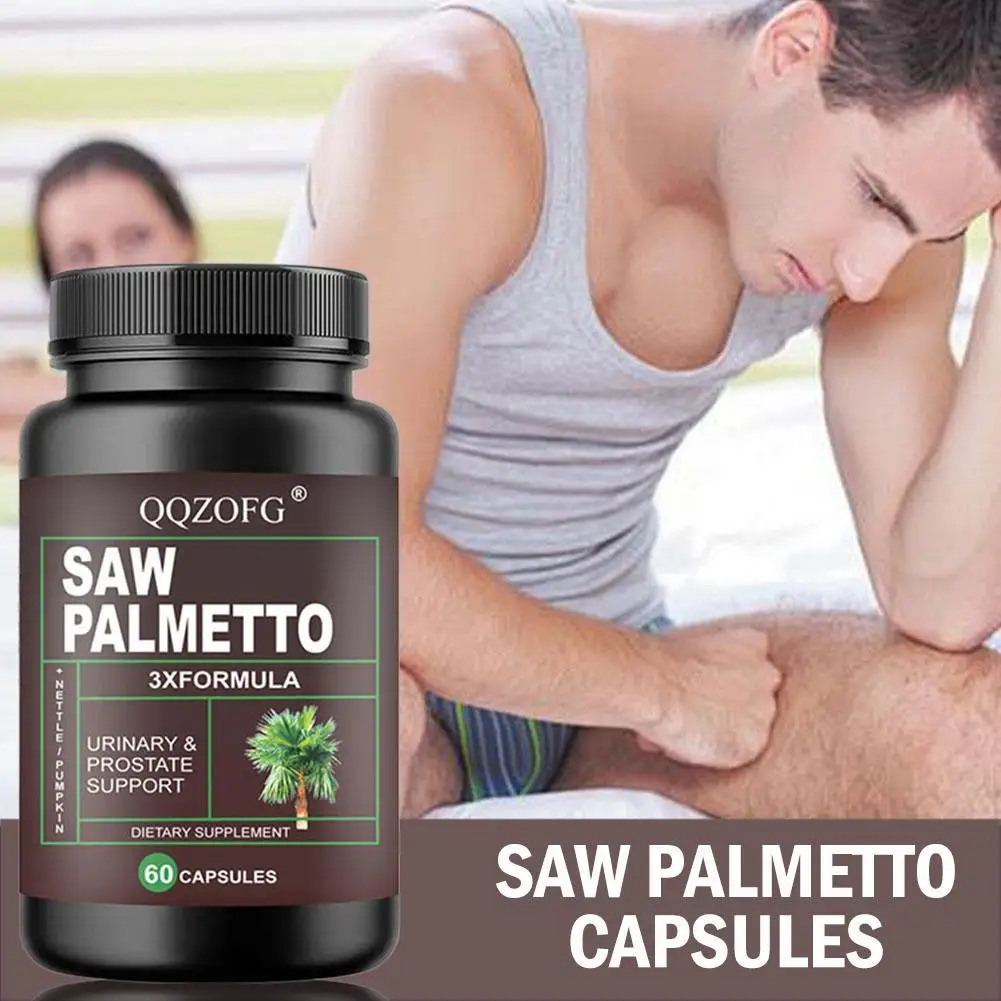 

Saw Palmetto Capsules - Men's Prostate, Reduce Urinary Frequency, Promote Hair Growth Natural Prostate Support 60pcs/Bottle