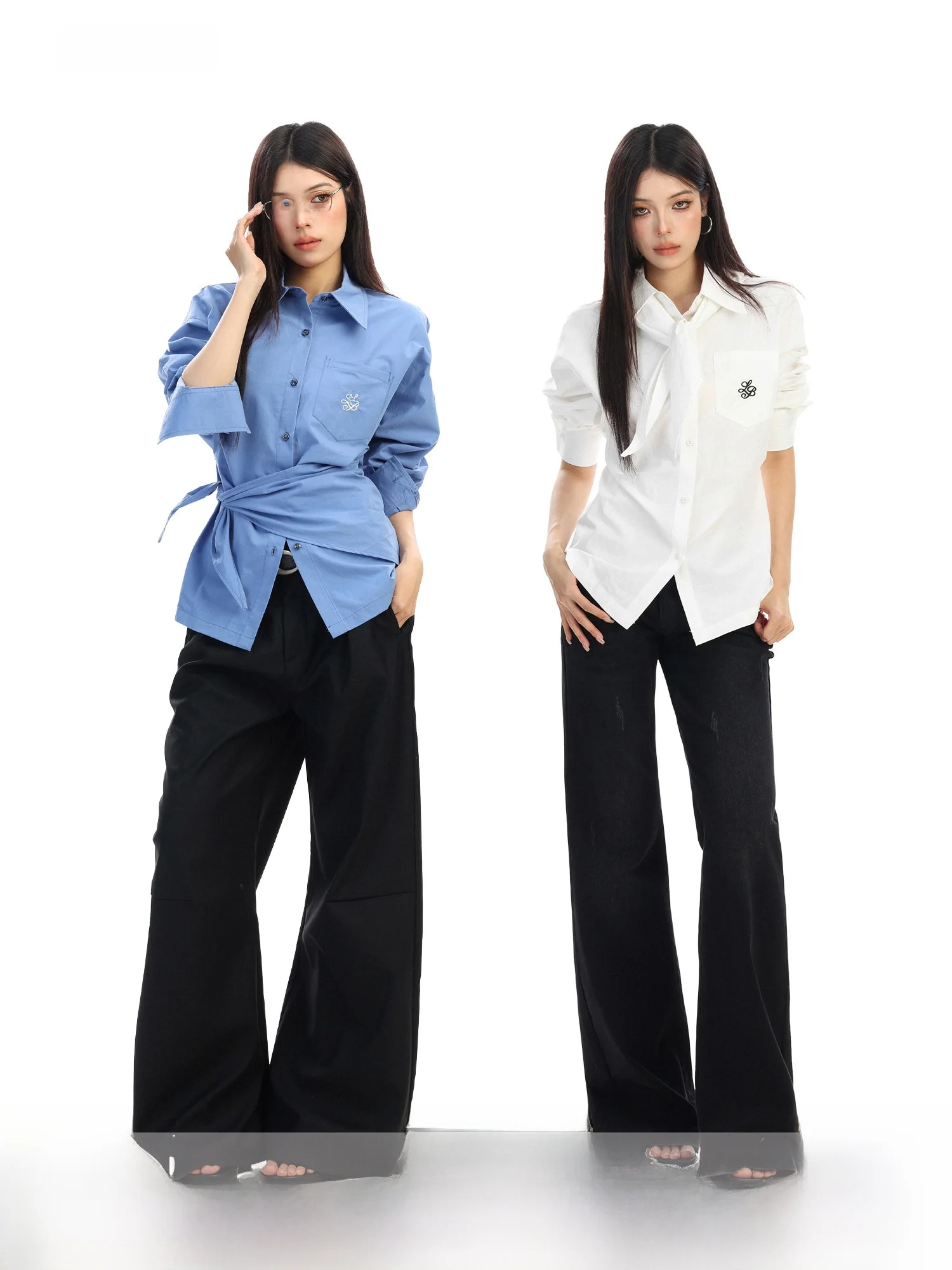 

Женская повседневная рубашка с длинным рукавом и вышивкой в корейском стиле, весенняя, для колледжа, простая, универсальная, для повседневной носки