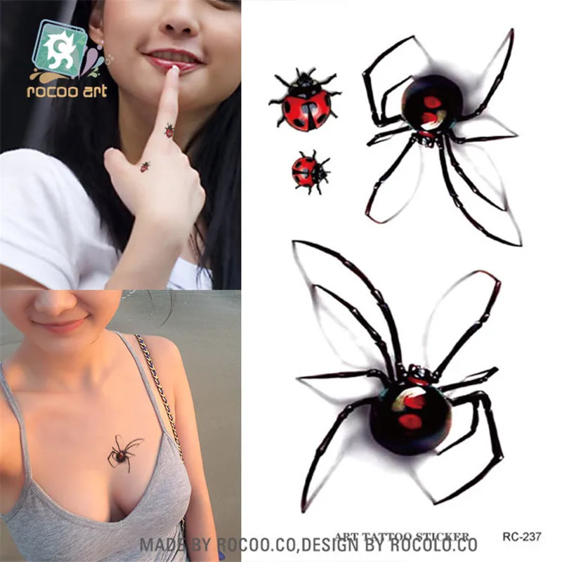 

harajuku waterproof temporary tattoos for lady women individuality 3d spider insect design tattoo sticker RC2237