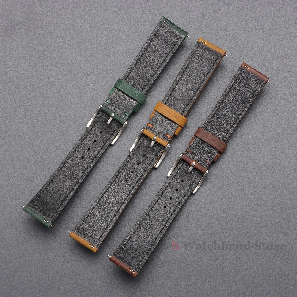 Quick Release Vintage Retro Genuine Leather Watch Band 18mm 19mm 20mm 21mm 22mm Soft Watch Bracelet Men Women Watch Strap