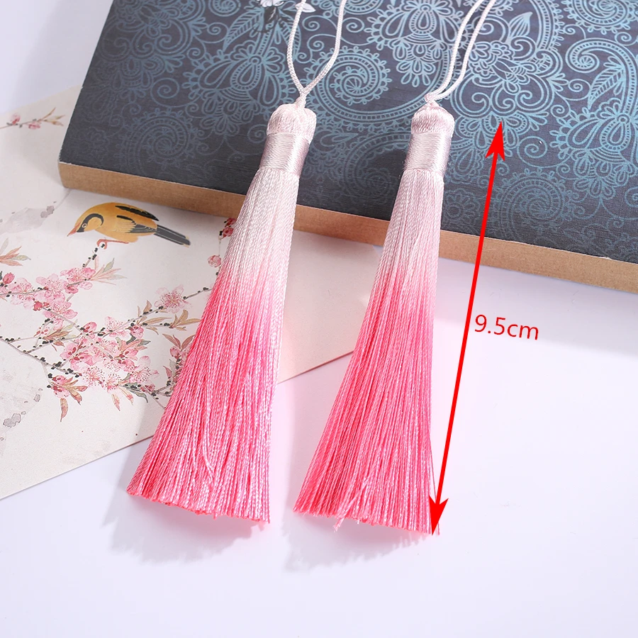 Pendentifs Chinois en Polyester Dégradé de 9.5cm, Longs Bijoux, Boucles d'Oreilles, Fournitures de Décoration Artisanale, Lot de 6 Pièces